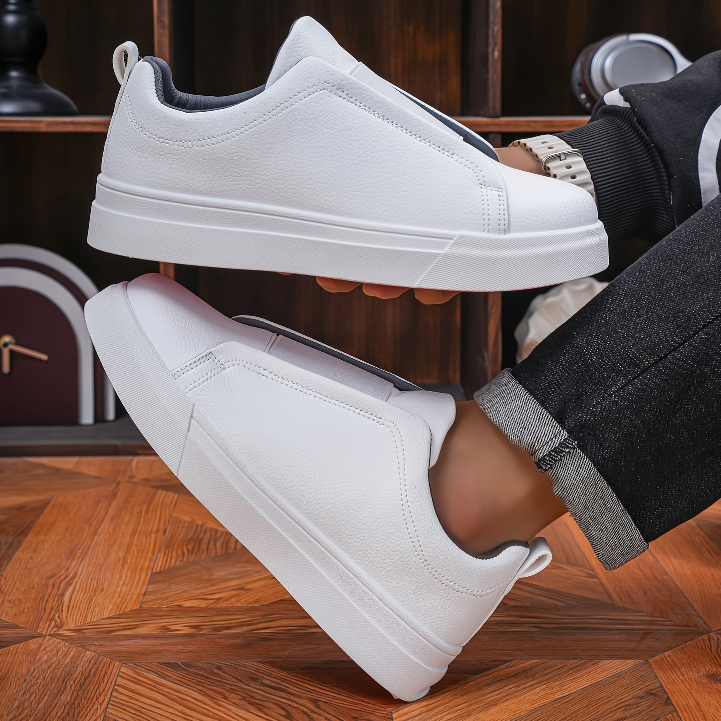 Men's Skate Sneakers with Durable PU Upper & Strong Grip Sole