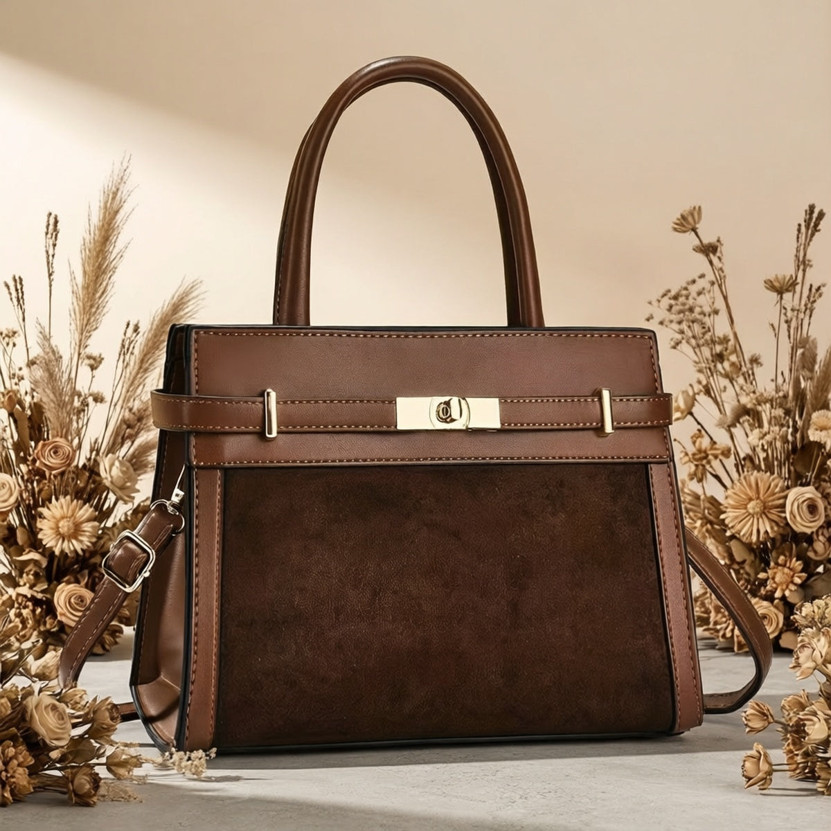 Spacious Faux Suede Tote Bag for Moms - Vintage Style 2025