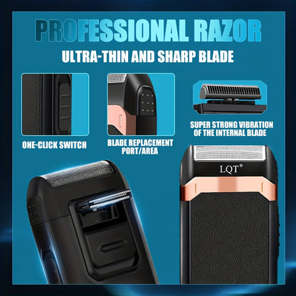 LQT 1/2/3 հատ պրոֆեսիոնալ սրահի մազերի կտրիչի հավաքածու, որը ներառում է մազերի կտրիչ, T-աձև կտրիչներ, մորուքի կտրիչներ և էլեկտրական սափրիչներ, ութ սահմանափակող սանրերով, կոմպակտ դիզայն, զրոյական բացվածքով ճշգրիտ կտրվածք, բարբի կարիքները բավարարելու համար