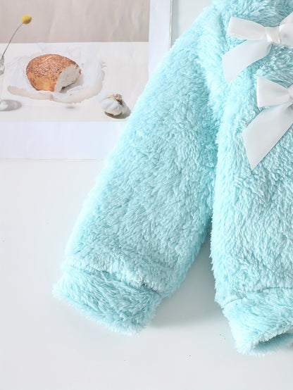 Two-Piece Cute Girls' Autumn/Winter Set: Long Sleeve Hooded Plush Butterfly Top with Pants, Perfect for Daily Outdoor Wear. Cozy Faux Fur Fabric - Essential Indoor & Winter Accessory and Holiday Gift Idea, Perfect for Outdoor