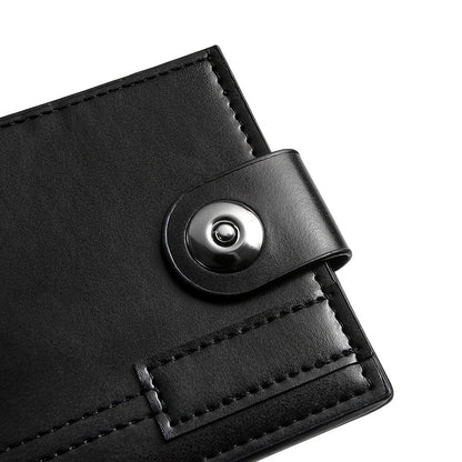 Men's & Unisex Compact Wallet with Snap & Clip Closure - PU Short Billfold, Cash/Credit Card Holder & ID for Travel, Everyday Carry - Minimalist Money Clip for -the- (No-Wash Care)