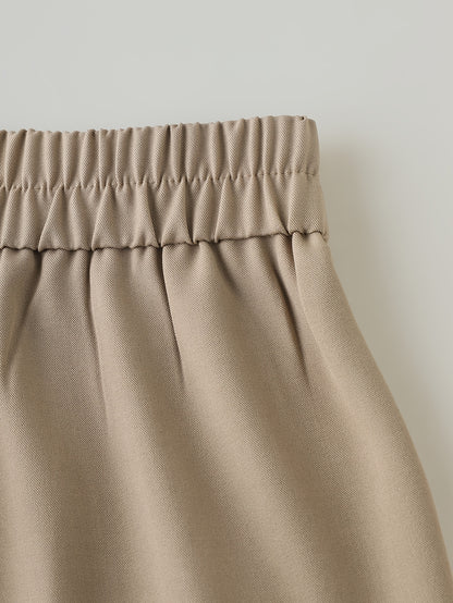 1pc Women'S High-Waist Casual Wide-Leg Trousers, Solid Color, Regular Fit Long Pants, Polyester Twill Fabric, with Button Closure for Work and Leisure - Seasonal Fashion