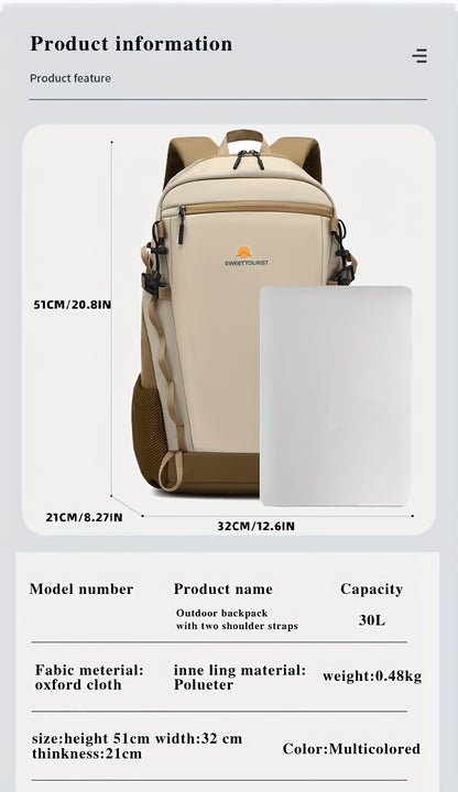 SWEET TOURIST Men'S Lightweight Hiking Backpack - Durable Oxford Fabric, Large Capacity, Adjustable Straps, Multiple Compartments for Outdoor Travel, Sports  Casual Use, Hiking Gear, Sturdy Construction