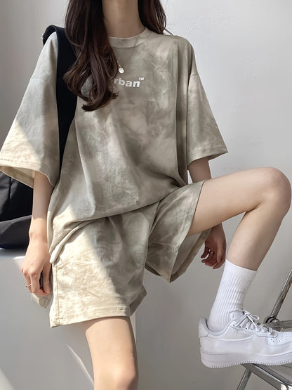 Women's Tie-Dye Loose Fit Short Sleeve Pajama Set