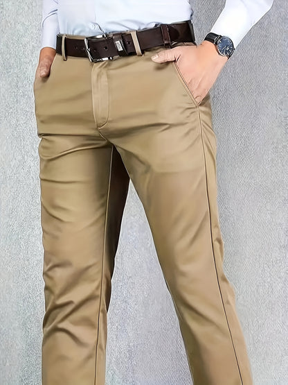 New Casual Formal Pants for Men in Four Seasons, Featuring a Business Style with Trendy Long Trousers. Fashionable And Versatile Men'S Elastic Dress Pants with a Comfortable Classic Design for Casual Wear.