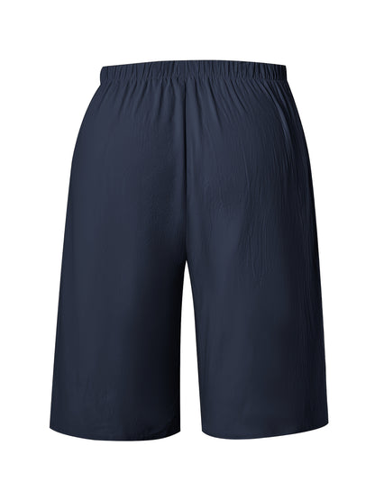 Labelled Women'S Shorts with Faux Drawstring, Solid Color Beach Pants.