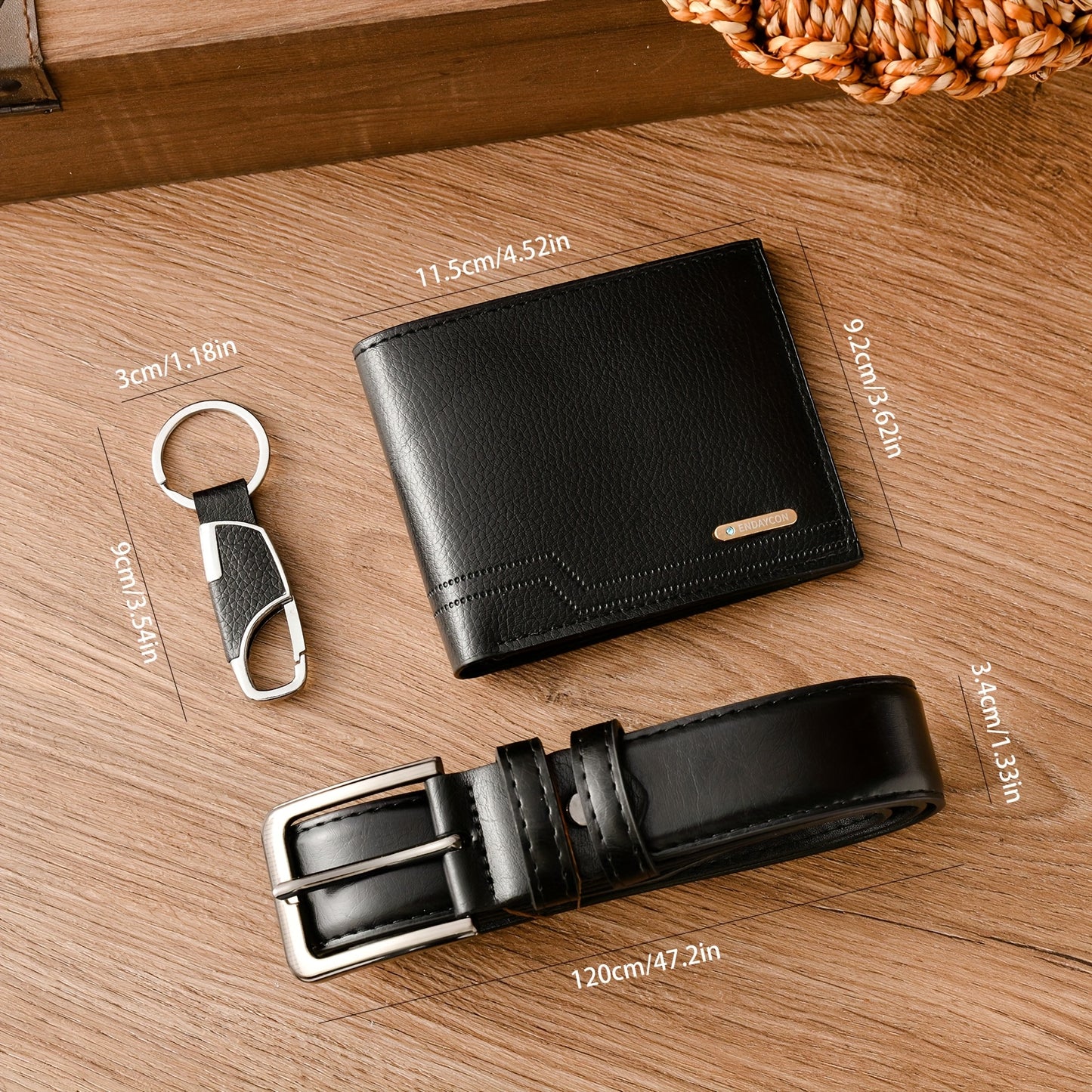 Men's Belt 3pcs Set, Stylish Business Belt + Wallet + Keychain Gift Box Combo, Perfect for Holidays and Office Outings, Ideal Present for Family, Loved Ones, Friends