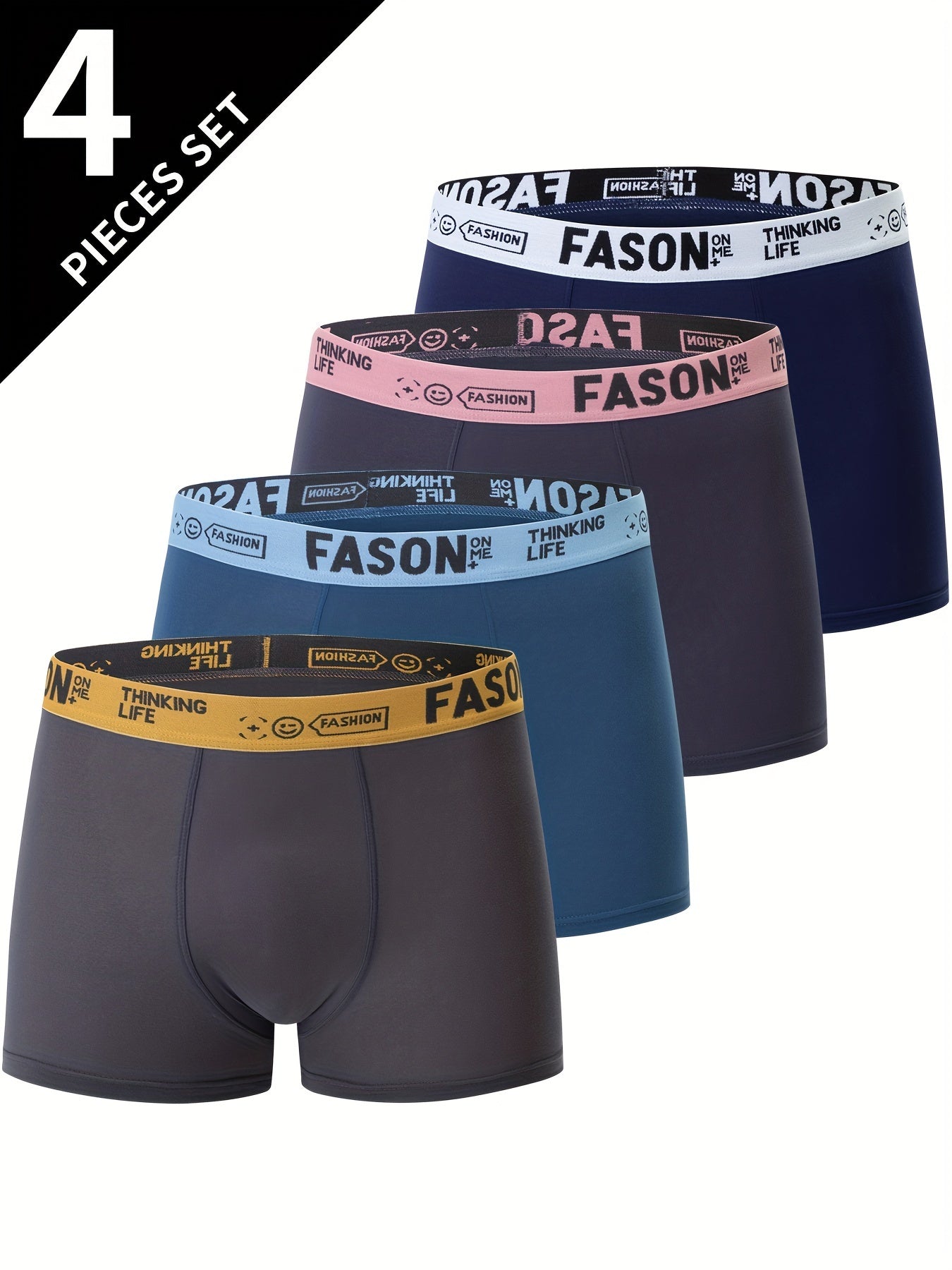 Men’s 4-Pack Solid Color Boxer Briefs with Stretch Fabric