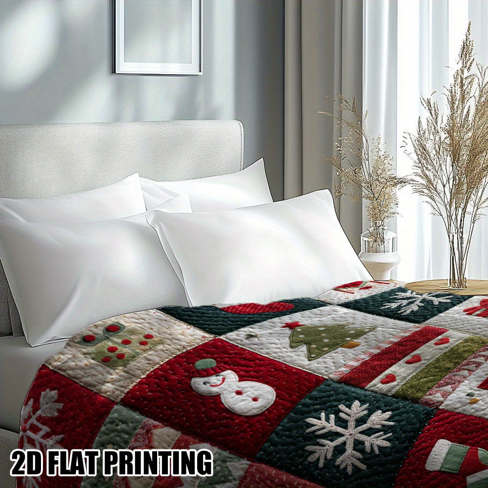 1pc Soft Holiday Flannel Blanket - Cozy Christmas & New Year'S Design with Snowflakes, Stockings, Hearts - All-Season Throw for Couch, Bed, Chair, Living Room, Office - Perfect Gift For Home Decor, Christmas Blanket, Festive