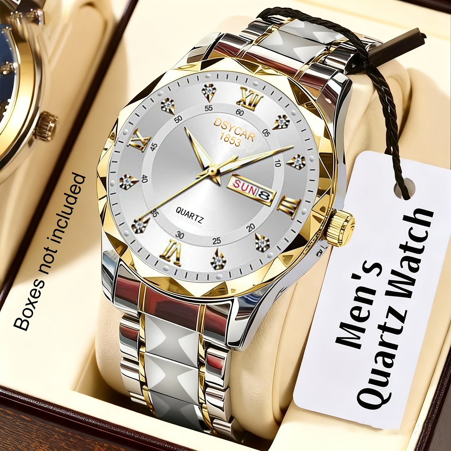 1pc Men's Elegant Watch with Date Display, Stylish Stainless Steel Strap, Quartz Movement Dress Watch, Suitable for Formal and Casual Attire - The Ideal Gift for Him - ayq