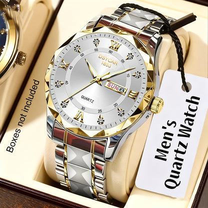1pc Men's Elegant Watch with Date Display, Stylish Stainless Steel Strap, Quartz Movement Dress Watch, Suitable for Formal and Casual Attire - The Ideal Gift for Him - ayq