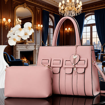 Women’s Faux Leather 2-Piece Bag Set - Crossbody & Tote