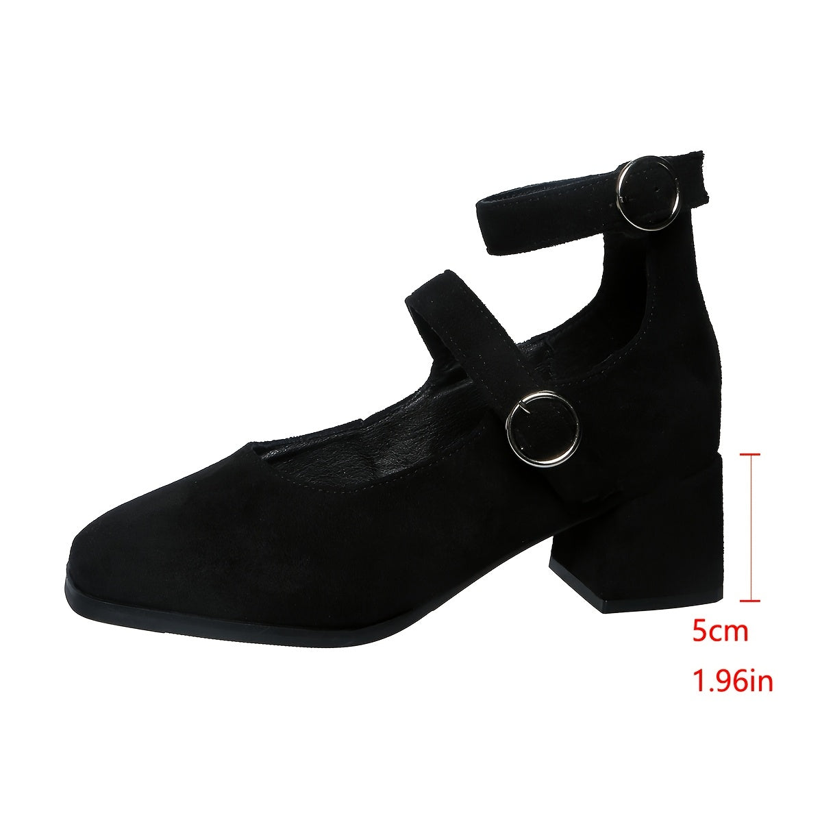 Women’s Casual Mary-Jane Shoes with Double Buckle & Block Heel