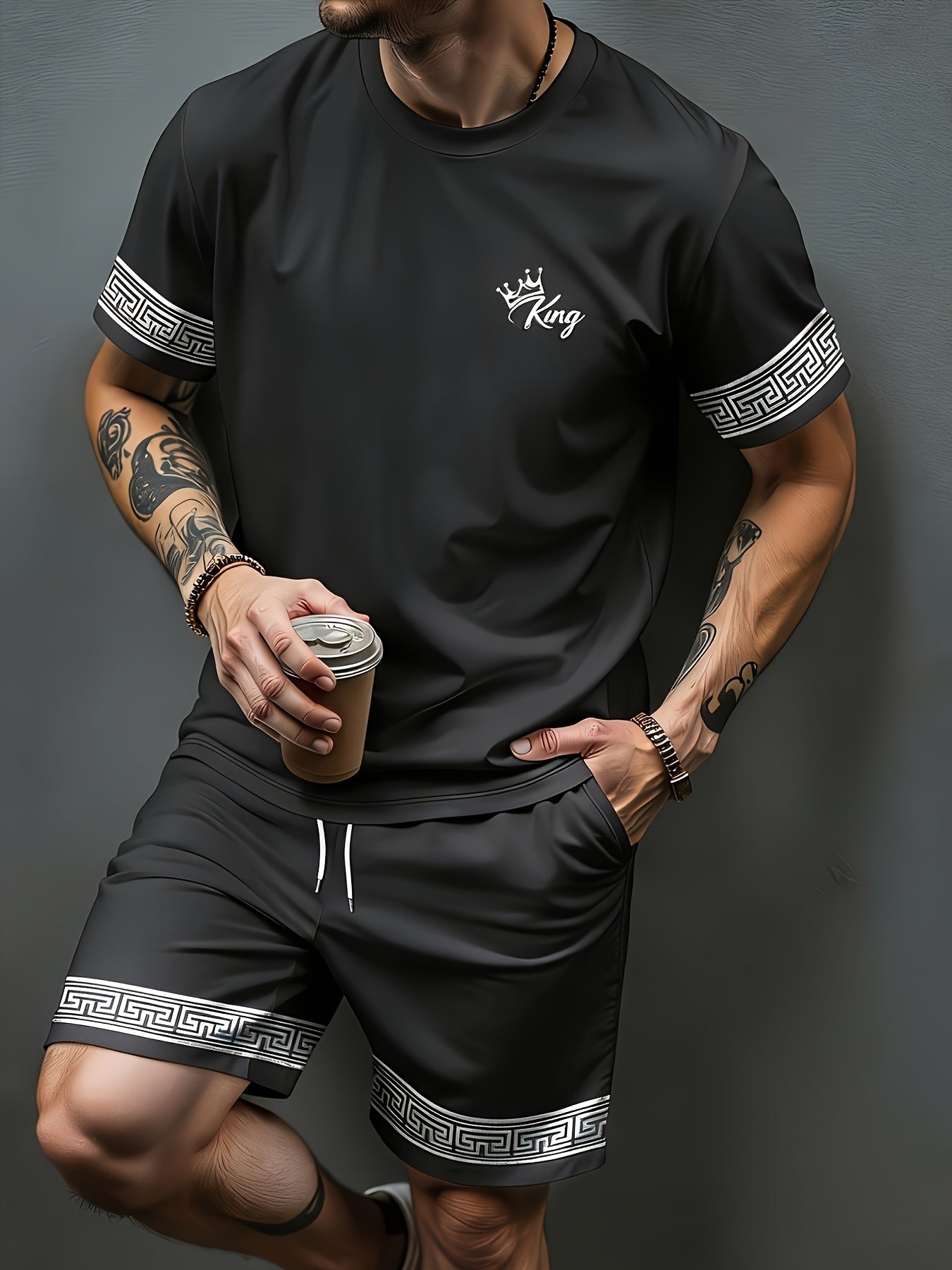 Men's Casual Summer Crew Neck Short Sleeve and Shorts Set