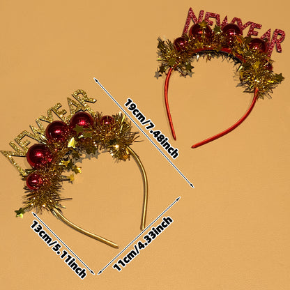 1/2pcs New Year Style, New Year Slogan Decorated Star Headband, Simple and Cute, Suitable for New Year's Eve Events, Parties, and Gatherings, Enhances Festive Atmosphere, Recommended as a New Year Gift Hair Accessory, Festive