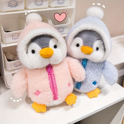 Adorable Penguin Plush Toy - Charming Plush Doll with Blue Eyes & Red Heart, Soft Polyester Stuffed Animal for Girls, Kids Birthday Gift, Home Decor, Holiday & Wedding Favor, Penguin Gifts, Festive Gift Item, Playful Design,