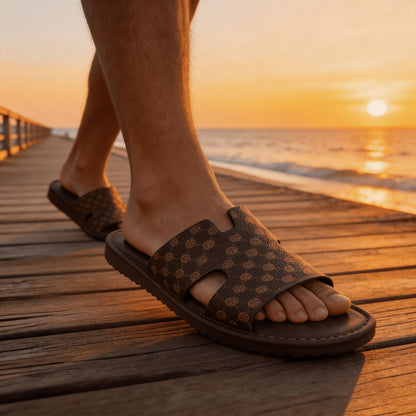 Men's Casual PU Slides, Soft Sole Non-Slip Summer Sandals