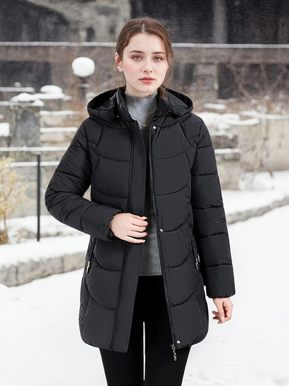 Կանացի էլեգանտ ձմեռային բաճկոն - Մազերի նման ուլունքաձև կոճակներով փակվող վերարկու, փքված չէ, ձեռքով լվացվող երկար թևքերով վերնազգեստ ցուրտ եղանակի համար (անկանոն և պաշտոնական) - սև բաճկոն առանց գոտու/պարագաների (պատրաստի կրելու), ձմեռային Ջա