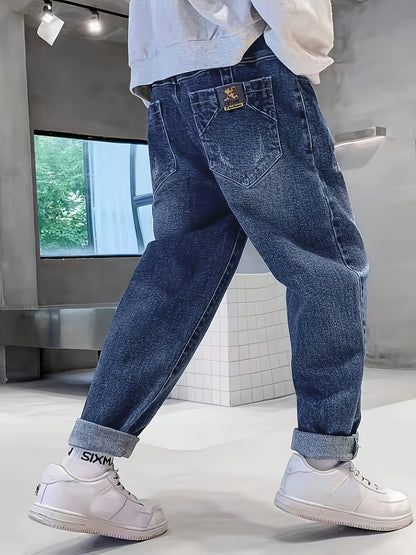 Boys' Casual Embroidered Straight-Leg Pants for Spring to Fall