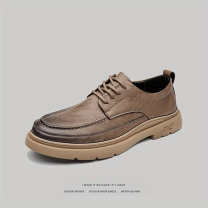 Men'S Solid Color Low-Top Elegant Boots, Comfortable Non-Slip Wear-Resistant Rubber Sole Men'S Outdoor Activity Shoes with Laces