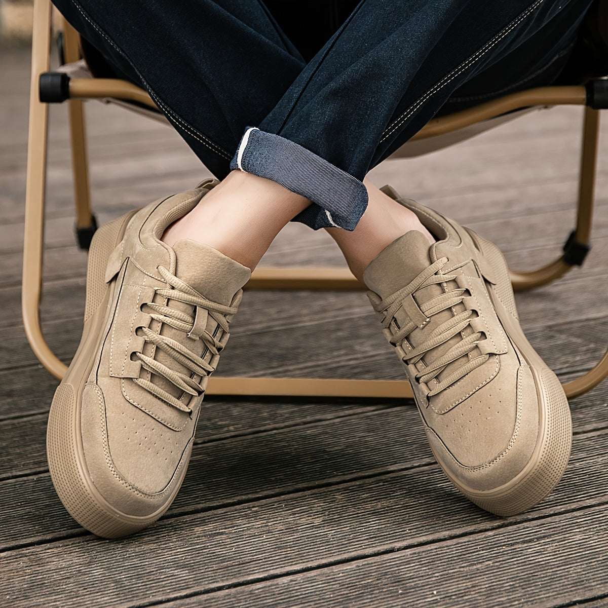 1pair Men'S Classic Solid Grey Skateboard Sneakers, Casual Street Style Lace-Up Running Shoes, Lightweight Stability Low Top with Faux Upper, Fabric Inner & EVA Sole for All-Season Outdoor Activities