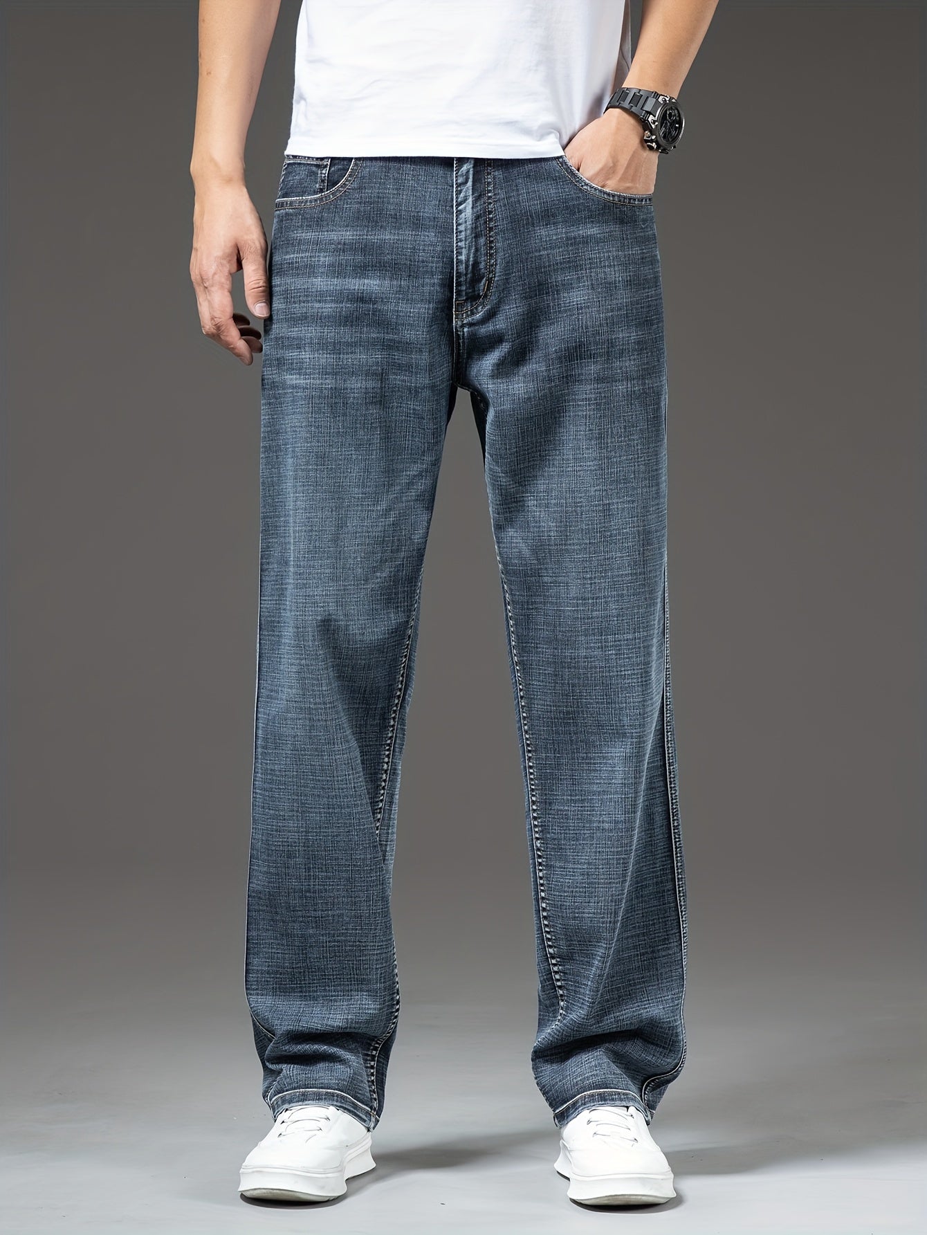 Geng Yuanshi High-End Summer Men's Jeans New Trend Fashion Straight-Leg Light Business Stretch Denim Pants