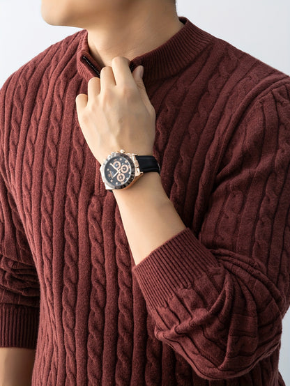 New Men'S Christmas Gift: a Thick, Warm, And Cold-Resistant Knitted Sweater with a Cable-Knit Design And a Zippered Collar, Suitable for Both Layering And Wearing Alone, Perfect for Casual And Versatile Outfits