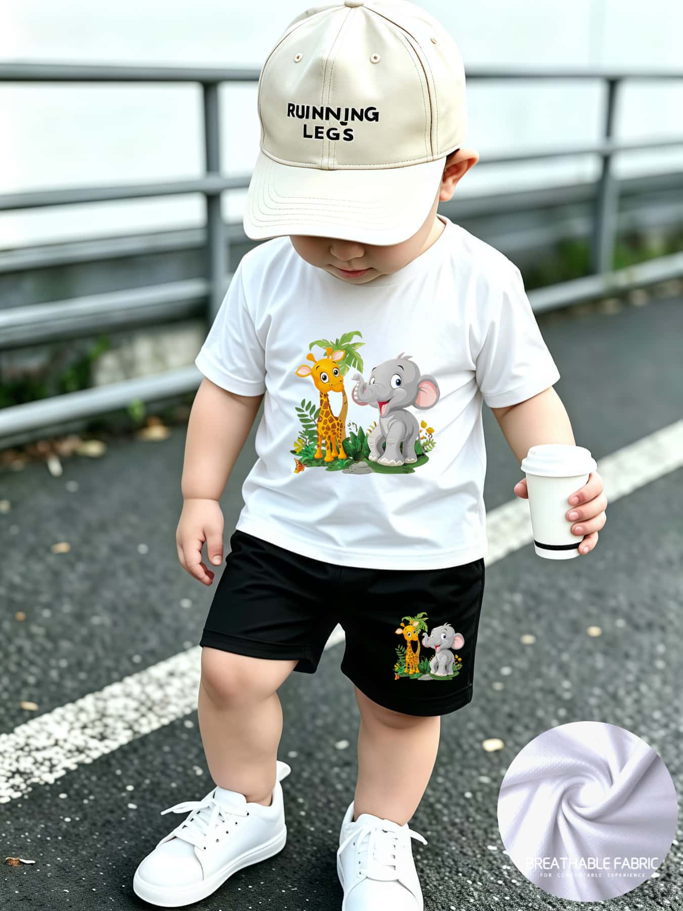 Summer Quick-Dry Shorts & Tee Set for Baby Boys, Jungle Print