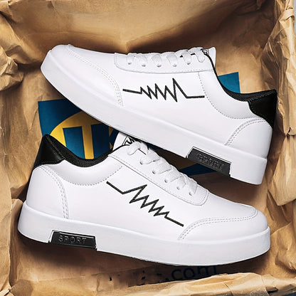 Men's White Casual Canvas Lace-Up Sneakers for All Seasons