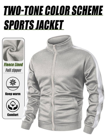 Men's Slim-Fit Full-Zip Softshell Jacket with Stand Collar