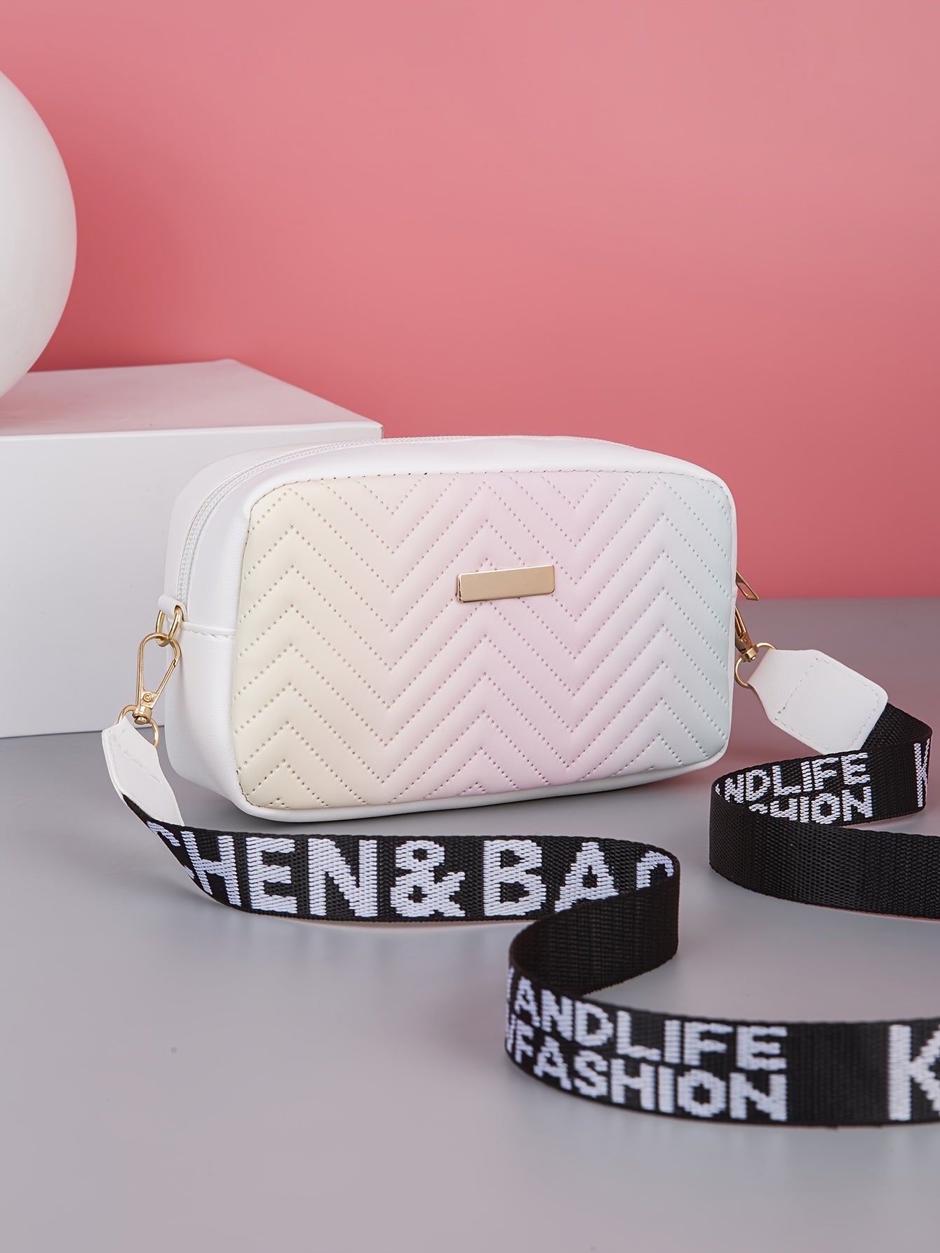 Fashion Gradient Quilted Crossbody պայուսակ, գերժամանակակից PU ուսի պայուսակ, կանացի նորաձև ձեռքի պայուսակ և դրամապանակ