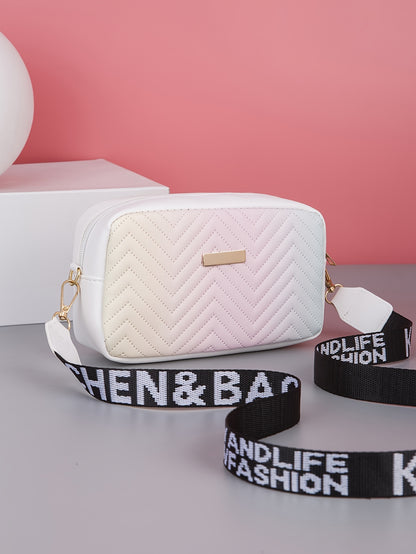 Fashion Gradient Quilted Crossbody պայուսակ, գերժամանակակից PU ուսի պայուսակ, կանացի նորաձև ձեռքի պայուսակ և դրամապանակ