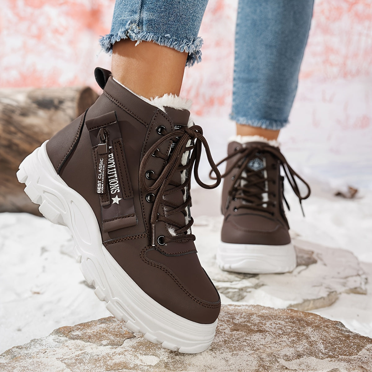 Կանացի ձմեռային ձնագնացքներ - Տաք երեսպատված, չսահող, բարձրակրունկ արտաքին ցանկացած առիթի համար կոշիկներ, ռիբավորված մեղմացնող ներդիրով, սև, իդեալական են ցուրտ եղանակի համար, ձմեռային կոշիկներ | Ոճային ձմեռային կոշիկներ | Դիմացկուն կոշիկներ