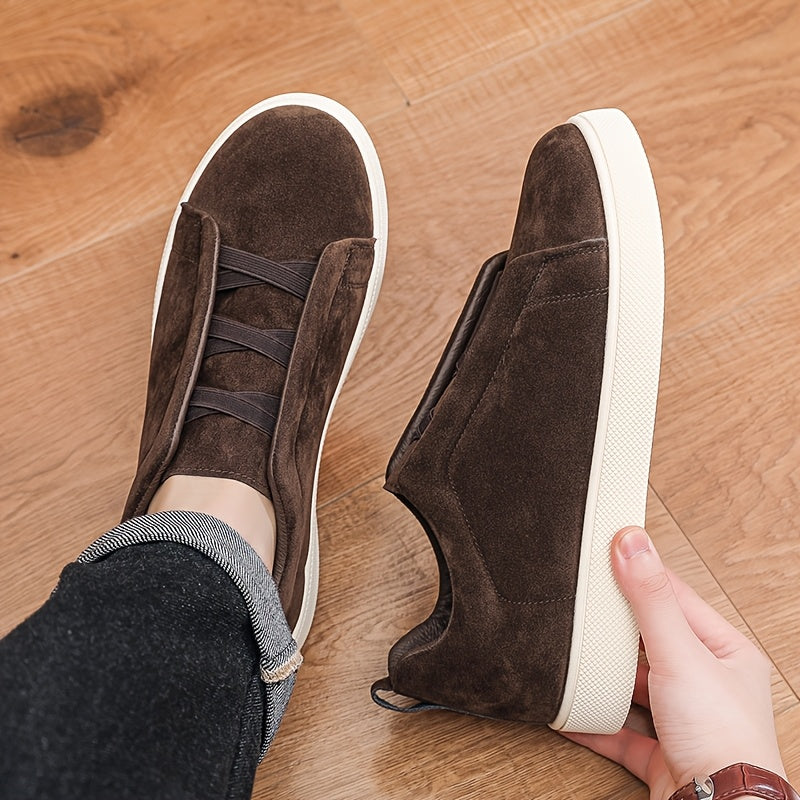Men's Dark Brown Slip-On Loafers with Thick Soft Sole