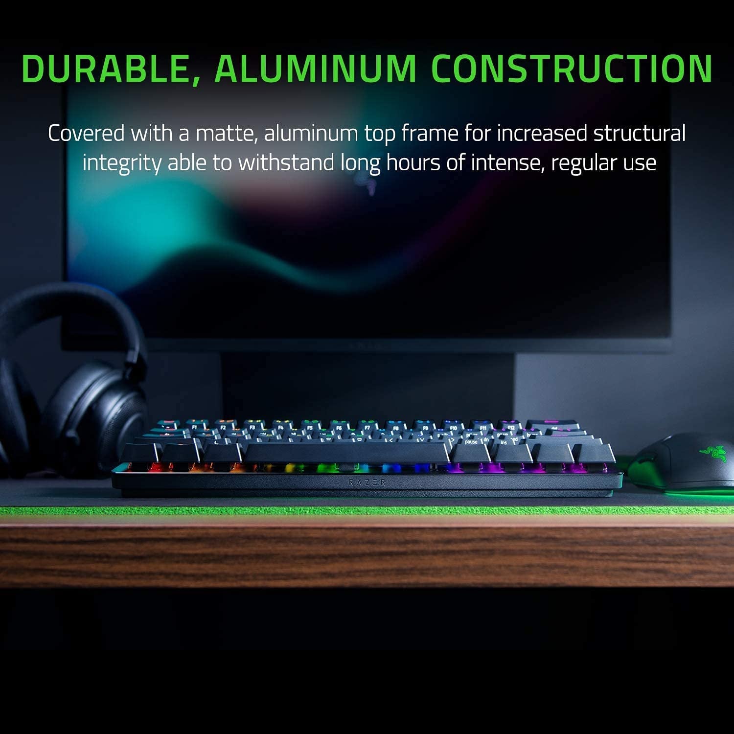 Razer Huntsman Mini (Red Switch) - Compact 60% Gaming Keyboard (Linear Optical Switches, Doubleshot PBT Keycaps, Removable USB-C Cable) QWERTY US Layout | Black