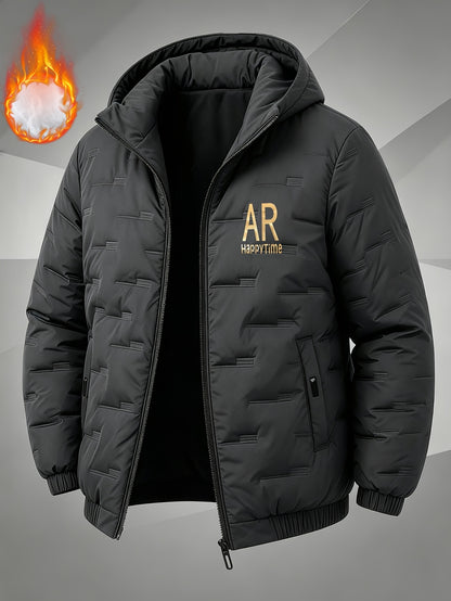 Men's Casual Hooded Zipper Jacket, Thickened Fall/Winter Coat