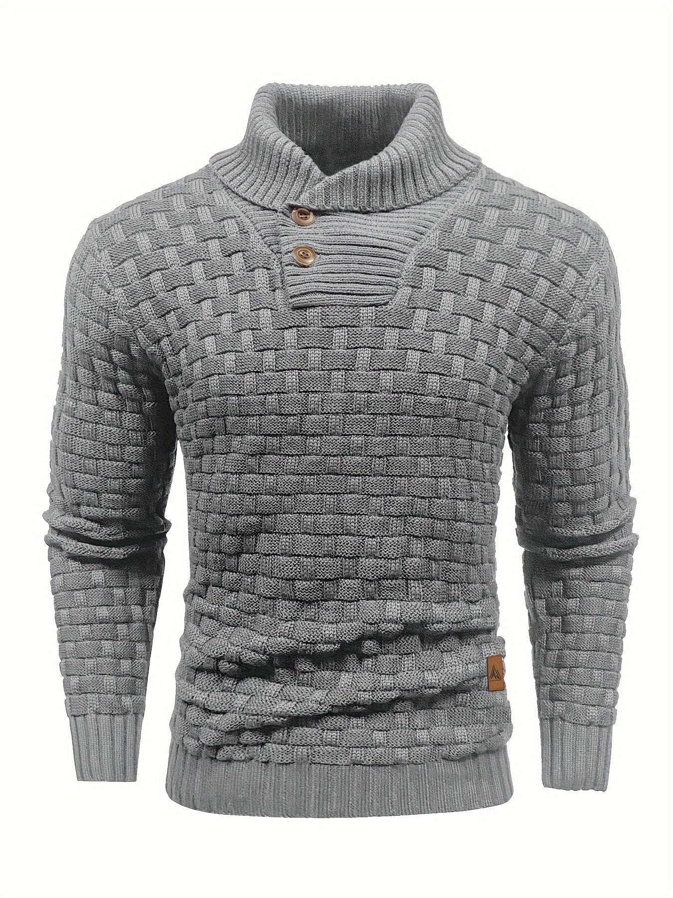 Men's Casual Waffle Pattern High Stretch Sweater, Chic Mature Pullover Sweater For Fall Winter