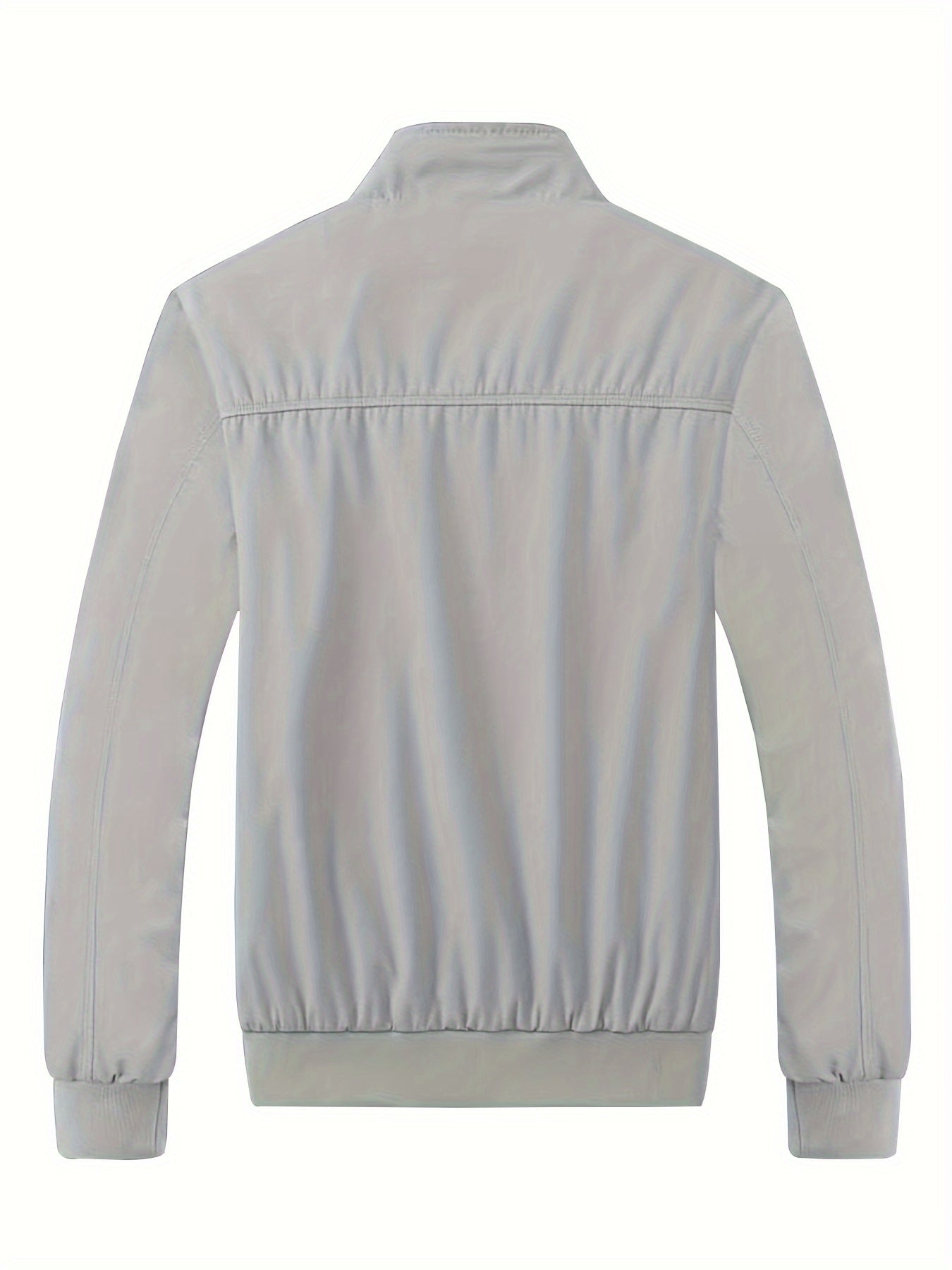Men's Long Sleeve Zip Up Stand Collar Coat, Business Stand Collar Jacket With Zipper Pockets, Spring Autumn Men's Clothing