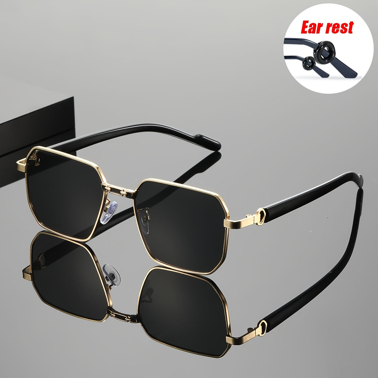 Unisex Black Polygonal Sunglasses with UV400 Protection