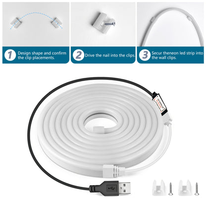 Single-Color RGB Neon LED Strip with USB Interface, DC5V Safe and Reliable, 24-Key Remote Control, IP65 Waterproof, Color Changing, Adjustable Brightness, Holiday Gift for Girlfriend or Friend, Party Atmosphere Light, Festiva