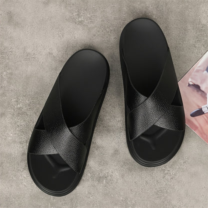 Men's Casual Slides with Soft PU Sole and Microfiber Upper