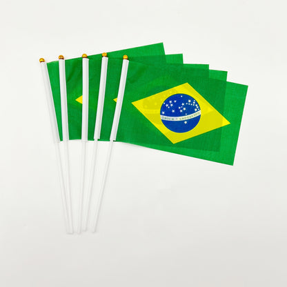 5pcs Small Brazilian Flags Handheld Polyester for Events