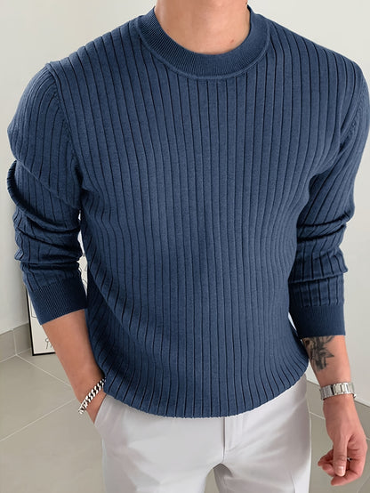 2024 New Cross-Border Men'S Round Neck Pullover Knitted Sweater