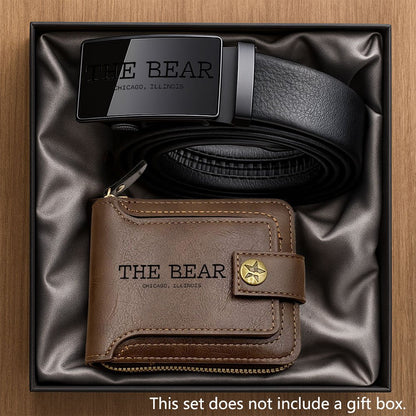 A 2pcs Men'S Belt And Wallet Set from THE BEARSEST Series, Featuring Exquisite Printed Designs. This High-End And Elegant Combination Is Essential for Business Occasions. A Stylish Item Suitable for Both Men And Women, Perfec