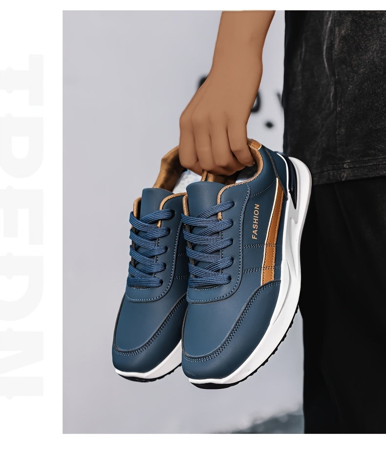 Men'S Breathable Trekking Shoes | Casual Low-Top Lace-up Sneakers, Faux Upper, PVC Sole, Suitable for All Seasons - ayq