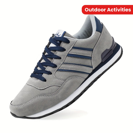 Men's Trendy Solid Old School Style Sneakers, Comfy Non Slip Casual Lace Up Shoes For Men's Outdoor Activities