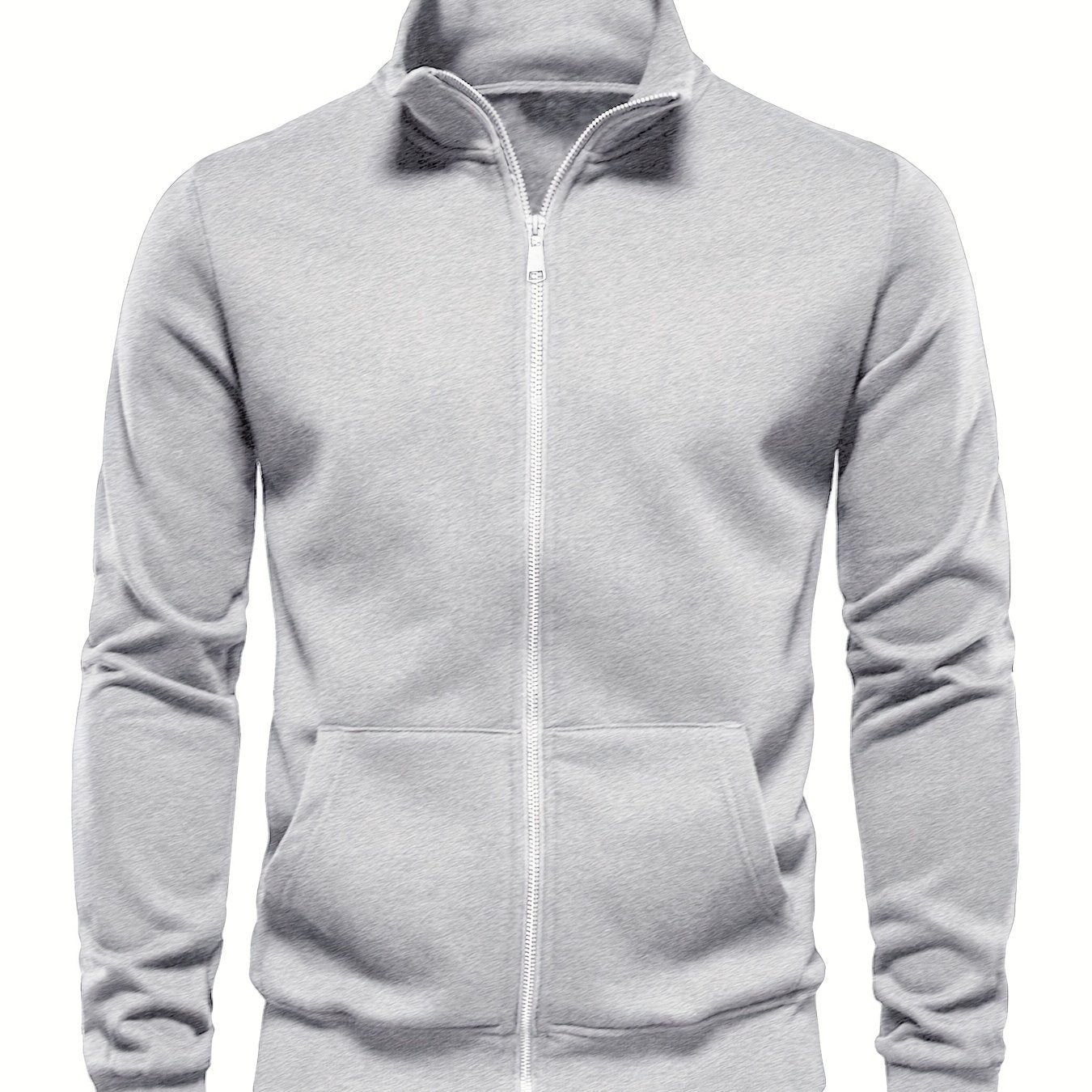 Men'S Lightweight Breathable Zip-Up Jacket - Casual Outdoor Windbreaker with Kangaroo Pocket, Soft Shell Design for Hiking, Fishing, Gym & Streetwear - Spring/Fall Layering Essential, Fishing Attire, Stylish Stand Collar, Dur