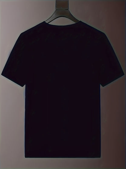 2025 New Men'S Casual Short Sleeve T-Shirt - "EMPRIO" Print, Black with White Lettering, Lightweight  Breathable Fabric, Perfect for Summer Beach Outings  Outdoor Adventures, Beach T Shirt