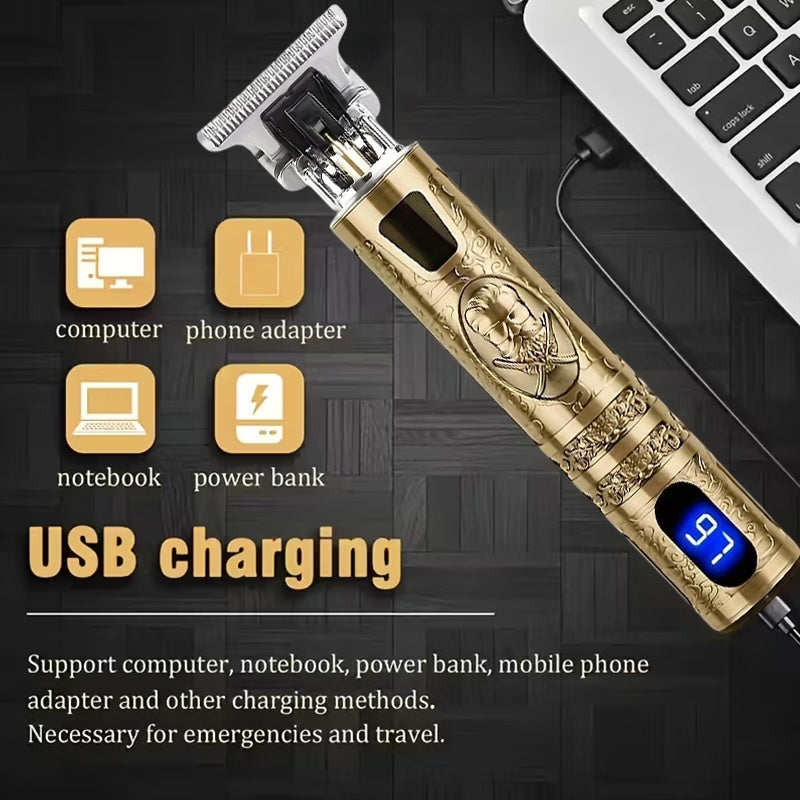 YAIAWISU Men's Cordless Electric Hair Clippers & Beard Trimmer with LCD Screen, USB-Rechargeable Cordless Grooming Kit, T-Blade Trimmer with Guide Comb Suitable for Hair, Shaving, and Scalp Trimming