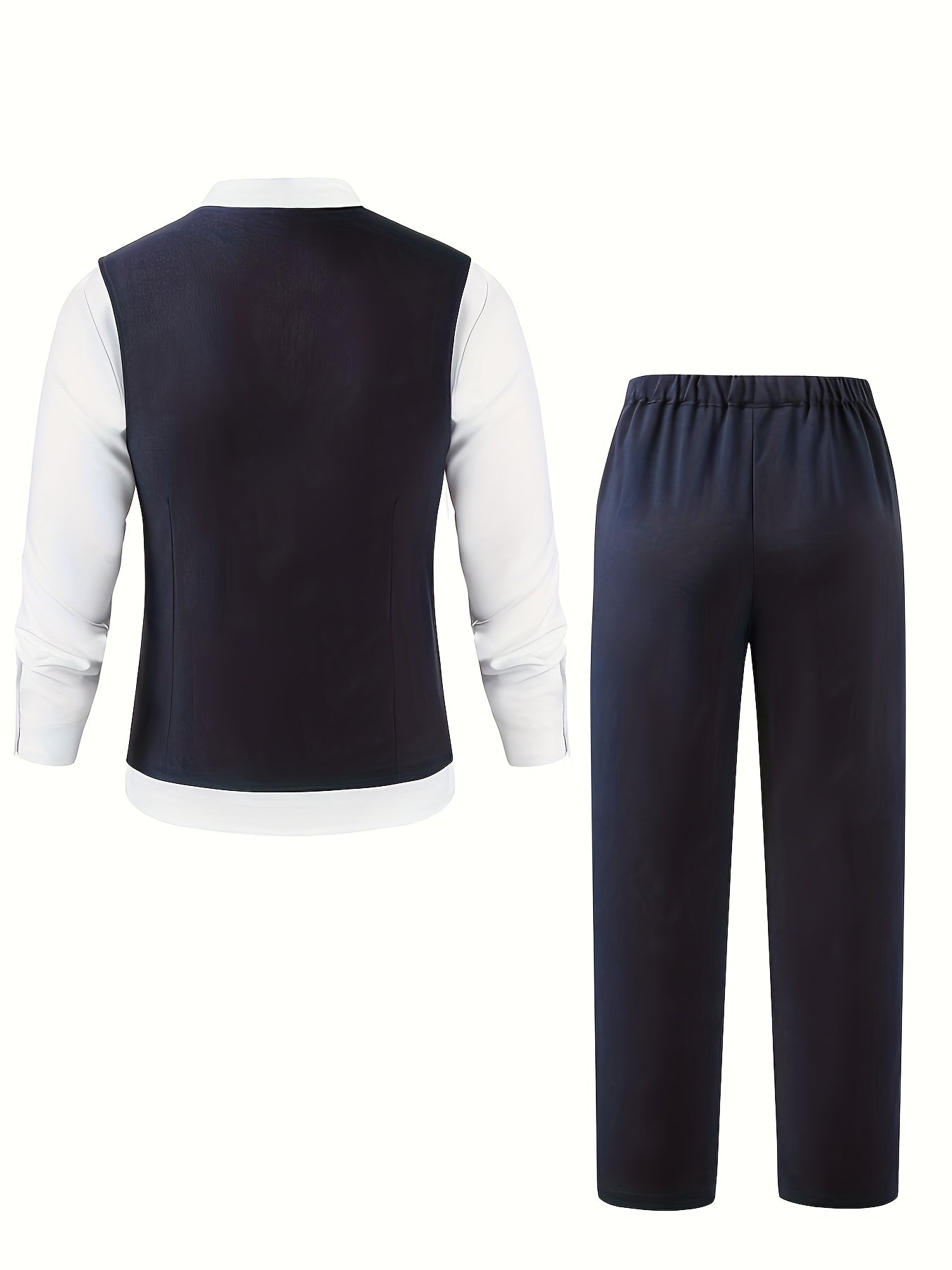 Teen Boys Navy Blue Slim Fit Vest & Pants Suit Set